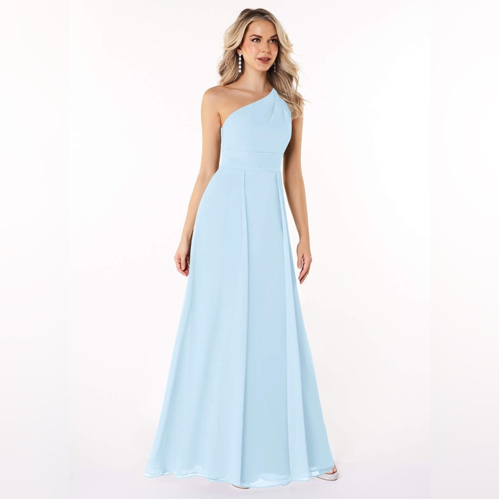 Azazie Dallas Bridesmaid Dress Sky blue chiffon size 0 NWT